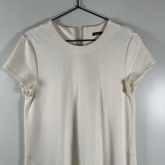 J.McLaughlin White Crew Neck Short Sleeve Loose Fit Mini Tunic Dress Size M - Picture 3 of 11